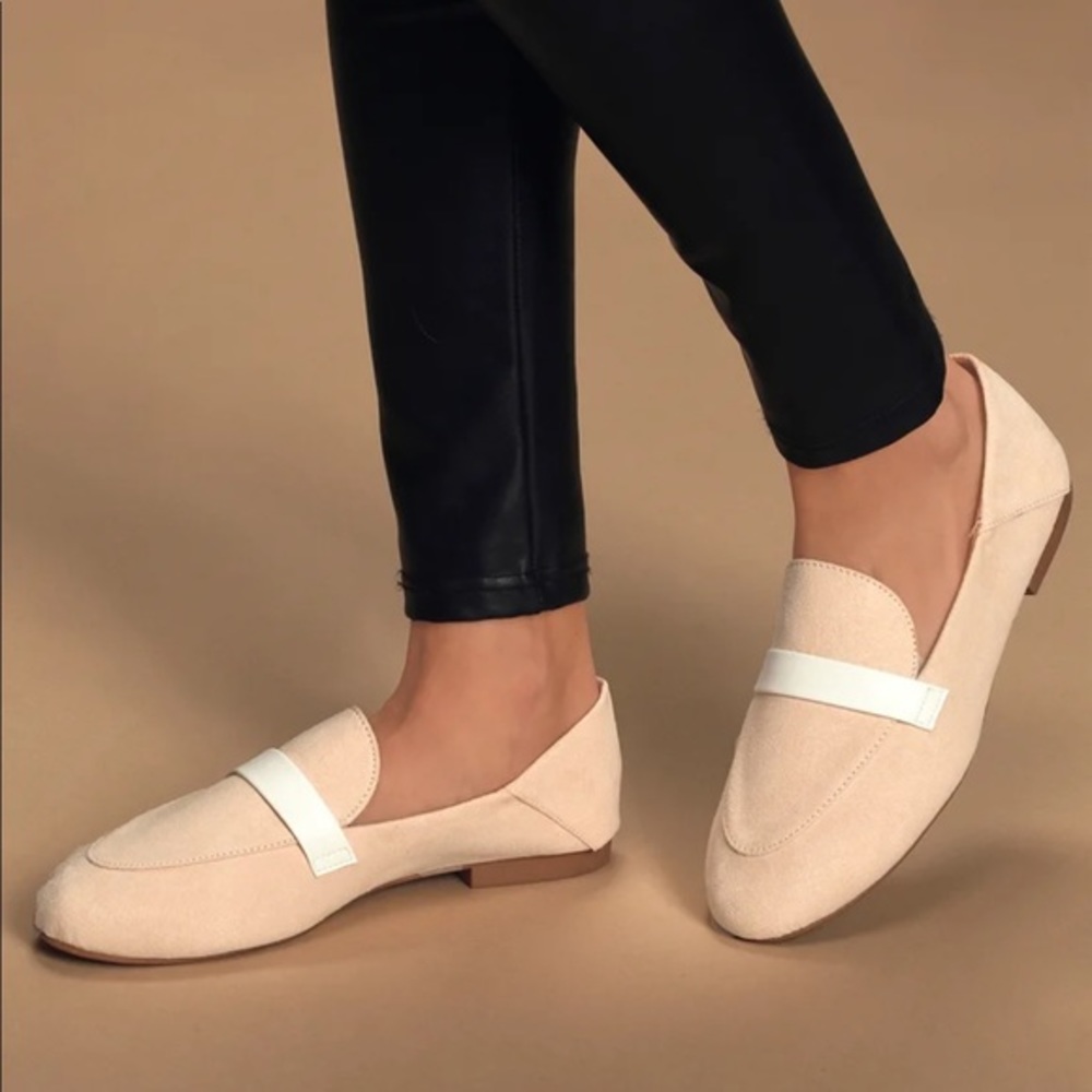 LUlus Maeza Natural Suede Pointed-Toe Loafers Work Shoes